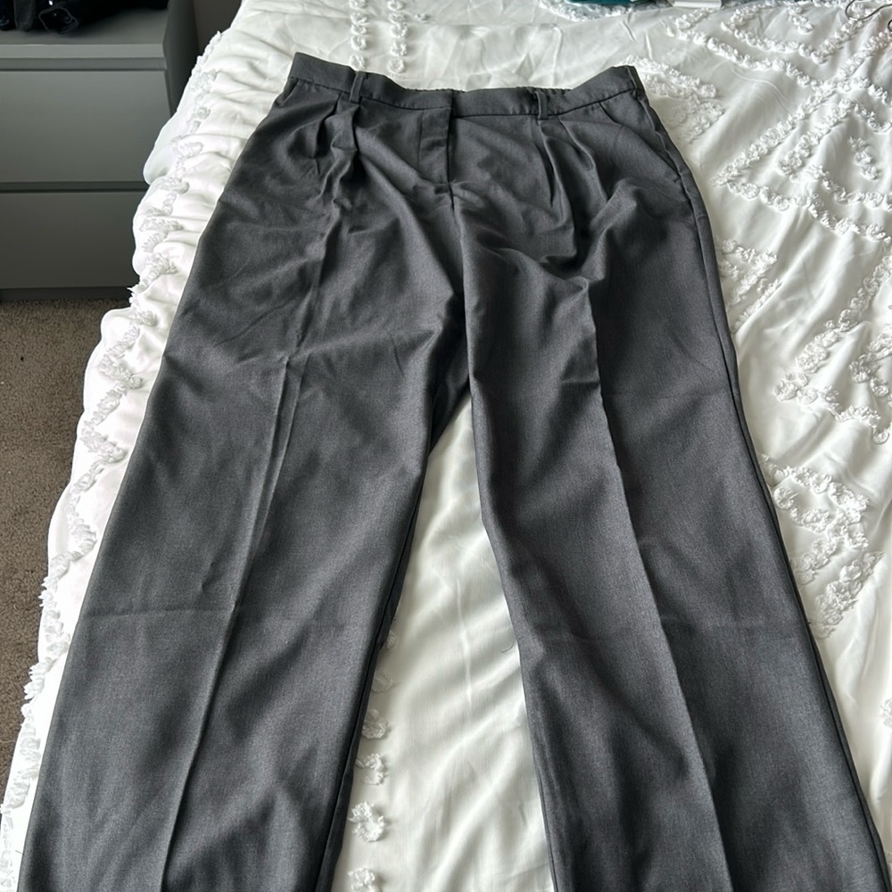 Charcoal gray pleated dress pants